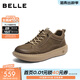 百麗男鞋休閑板鞋男士冬季真牛皮套腳工裝鞋子8YE01DM5 卡其色-單里（低幫款） 41