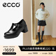 愛(ài)步（ECCO）單鞋 輕奢牛皮扣帶增高粗跟高跟鞋樂(lè )福鞋女 都市首爾223543 黑色22354301001 37