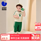 迷你巴拉【涼感抑菌】短袖套裝男女童寶寶運動(dòng)學(xué)院風(fēng)短袖長(cháng)褲 中綠40513 100