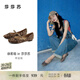 莎莎蘇【美洋同款】新款淺口方頭平底鞋女深棕色豹紋單鞋百搭女鞋 深棕色豹紋 38