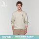 哈吉斯（HAZZYS）男裝 26春季新款長(cháng)袖上衣PHIZ系列胸前圖案繡花簡(jiǎn)約圓領(lǐng)衛衣男 米色BI L （175/96A 48）