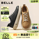 百麗（Belle）男士復古休閑工裝板鞋2026春季新款厚底增高8YH01AM6 黃棕-單里 39