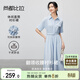 尚都比拉氣質(zhì)翻領(lǐng)一字貼袋襯衫連衣裙女夏款收腰顯瘦直筒裙休閑顯瘦長(cháng)裙