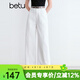 百圖betu女裝夏季新款牛仔褲遮肉顯瘦八分大白褲褲子女2504T82 白色 L