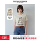 Teenie Weenie女裝春夏簡(jiǎn)約休閑手繪風(fēng)圖案合體圓領(lǐng)短袖T恤衫 卡其色 S (160)
