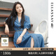 歌力思（ELLASSAY）【100%萊賽爾】25春夏新款丹寧風(fēng)復古牛仔襯衫連衣裙女EWB362N007 牛仔藍 S