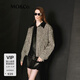 MO&Co.毛呢夾克外套黑白花呢厚實(shí)含綿羊毛羊駝毛素皮領(lǐng)中性輕朋克風(fēng) 花白色 L 170