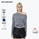 ANN ANDELMAN官方直營(yíng)斜肩兩穿領(lǐng)寬松針織上衣單側露肩一字肩毛衣 灰色 S