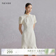 納薇（naivee）國風(fēng)盤(pán)扣東方簡(jiǎn)奢風(fēng)新中式高級顯瘦提花顯瘦旗袍裙連衣裙女 吉量白（乳白） M 160/84A