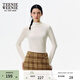 Teenie Weenie小熊女裝長(cháng)袖T恤冬白色簡(jiǎn)約軟糯中領(lǐng)修身氣質(zhì)打底衫 象牙白 M (165)