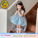 G.duck小黃鴨童裝女童裙子夏季洛麗塔公主裙寶寶禮服蓬蓬裙兒童連衣裙 藍色裙子 130 建議7~8歲（120-130cm）