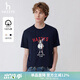 哈吉斯（HAZZYS）男裝 夏款男上衣卡通大狗圖案圓領(lǐng)短袖T恤男ASTZE0BBX69 藏青色NV XL （180/100A 50）