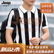 JEEP SPIRIT高端吉普高端時尚短袖t恤男2026夏季條紋翻領打底衫半袖體恤潮流 黑白條紋 XL