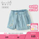 戴維貝拉（DAVE＆BELLA）女童牛仔裙褲兒童休閑褲寶寶短褲夏季新款童褲洋氣小女孩褲子 牛仔藍【現貨】 110 cm（建議身高100-110cm）