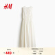 H&M2026春季新款女裝刺繡亞麻混紡連衣裙1332787 白色 M 165/96