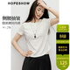 紅袖（hopeshow）設計感小眾短袖T恤2026春季新款女裝字母刺繡抽皺正肩圓領(lǐng)短上衣 米白004 M