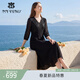 MY TENO2025夏季新款黑色蕾絲亮片連衣裙子V領(lǐng)收腰時(shí)尚氣質(zhì)法式女 黑色 2XL 44