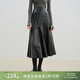 自巧小個(gè)子黑色斜向分割傘擺pu皮裙女2025新款設計感a字半身裙子 謐黑色 S （尺碼：3）