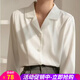 歐貝汐白色雪紡襯衫女長(cháng)袖2026西裝v領(lǐng)通勤職業(yè)正裝輕職場(chǎng)白襯衣上衣 白色 M