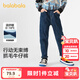 巴拉巴拉童裝兒童褲子男童長(cháng)褲秋冬裝寶寶直筒褲加絨時(shí)尚潮酷 牛仔深藍88301 165