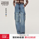 Teenie Weenie小熊女裝牛仔褲秋休閑戶(hù)外運動(dòng)工裝直筒長(cháng)褲 淺藍色 M (165)