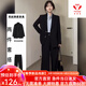梵奧格（FANAOGE）大學(xué)生正裝西裝套裝女裝職業(yè)西服大學(xué)生英倫西裝墊肩韓版西服外套 [二件套]黑色西裝+直筒西褲 【帶墊肩】 3XL 【建議155-170斤】 急件當日發(fā)-聯(lián)系客服可順豐