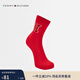 Tommy Hilfiger男裝簡(jiǎn)約字母提花舒適微彈商務(wù)休閑運動(dòng)本命年紅色中筒襪子 中國紅612 1雙 均碼