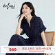 伊芙麗（eifini）朱珠代言醋酸腰帶收腰蛋糕A擺通勤襯衫式連衣裙女2026新款 藏青 L 115-130斤