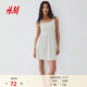 H&M2女裝花卉連衣裙春季吊帶無(wú)袖皺褶針織連衣裙1295707 白色/黑色碎花 S 160/88