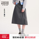 Teenie Weenie小熊女裝春秋氣質(zhì)通勤中長(cháng)款高腰A字裙百褶裙半身裙 灰色 S