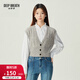 深呼吸DEEP BREATH女裝短款造型蔥紗羊毛針織開(kāi)衫馬甲A401069 花灰 M (3碼)