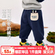 嘟嘟家寶寶加絨褲子冬裝男童休閑長(cháng)褲束腳女童運動(dòng)褲兒童卡通衛褲冬季潮 藏青色 110