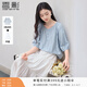 香影中袖襯衫女圓領(lǐng)2026夏裝新款慵懶泡泡袖氣質(zhì)淑女寬松藍色上衣 藍色 M 160/84A/95-110斤