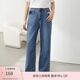 纖莉秀新款大碼女裝梨型身材胖mm寬松直筒遮肉顯瘦牛仔褲0347 牛仔藍+ 2XL