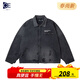 冊裁（CECAI）春秋Cleanfit手工磨破翻領(lǐng)工裝夾克男潮流重工水洗漸變底特律外套 深灰色 L
