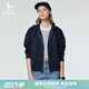 哈吉斯（HAZZYS）女裝 春季款女士連帽拉鏈開(kāi)襟落肩衛衣女ABTSE0CAE02 藏青色NV M (160/84A 38)