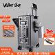 Walker Shop輕奢品牌行李箱鋁框登機箱男前開(kāi)蓋多功能拉桿箱密碼旅行箱 槍色 20英寸 【登機箱】