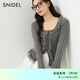 SNIDEL春夏甜美蕾絲花邊荷葉領(lǐng)修身針織衫上衣SWNT251216 灰色 均碼 (F)