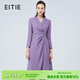 愛(ài)特愛(ài)（EITIE）通勤時(shí)尚收腰紫色西裝連衣裙秋季新款高端女裝大擺裙7507219 菖紫92 XL 170