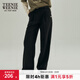 Teenie Weenie小熊秋季簡(jiǎn)約通勤捏褶直筒褲長(cháng)褲休閑褲寬松時(shí)尚女裝 黑色 S (160)