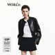 MO&Co.素皮夾克搖滾機車(chē)風(fēng)金屬拉鏈設計感短款撞色里襯摩安珂 黑色 S 160 建議和客服確認尺碼哦
