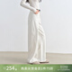 自巧小個(gè)子白色直筒闊腿褲女2025秋裝新款復古牛仔褲遮胯顯瘦褲子 巧米色 S （尺碼：3）