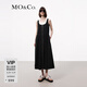 MO&Co.連衣裙機能風(fēng)金屬鏈飾抽繩收腰設計感U領(lǐng)輕括蓬擺黑白摩安珂 黑色 M 165