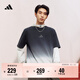 adidas漸變休閑純棉上衣圓領(lǐng)短袖T恤男裝夏季阿迪達斯輕運動(dòng)   中麻灰/黑色   S