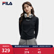 FILA 斐樂(lè )官方女子針織長(cháng)袖衫秋新款時(shí)尚休閑簡(jiǎn)約修身短款長(cháng)T 正黑色-BK M M 165/84A