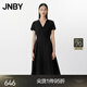 JNBY/江南布衣25夏新品連衣裙修身立體設計感簡(jiǎn)約短袖V領(lǐng)5P4G13030 001/本黑 XL