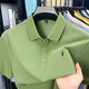 FJLT輕奢高檔品牌短袖T恤男夏季新款翻領刺繡POLO衫冰感涼爽半袖t恤衫 F82127草綠色 2XL （建議155-170斤）