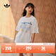 adidas運動(dòng)上衣圓領(lǐng)短袖T恤女裝夏季阿迪達斯官方三葉草 粉白   M