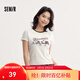 森馬（Semir）史努比系列短袖T恤女短款緊身撞色復古風(fēng)夏季小個(gè)子印花上衣 白紅色調00316 M