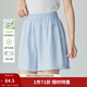 茵曼萊賽爾天絲清涼薄款闊腿休閑褲女2025夏季文藝舒適短褲山本褲 淺灰藍 S